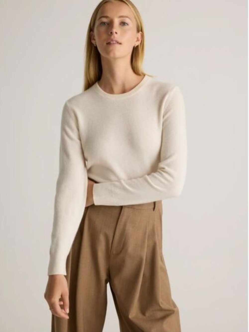 Quince 100% Cashmere Crewneck Sweater in Ivory size XS